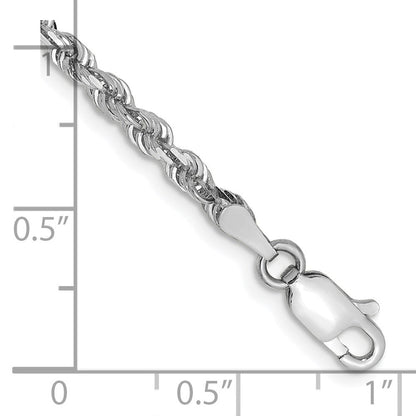 10K Weißgold 3mm Diamantiert Vierfach Kordel Gliederarmband