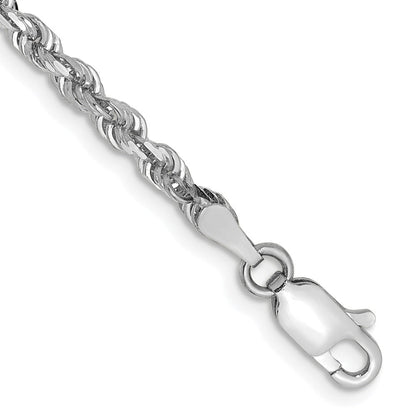 10K Weißgold 3mm Diamantiert Vierfach Kordel Gliederarmband