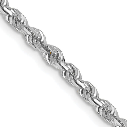 10K Weißgold 3mm Diamantiert Vierfach Kordel Halskette