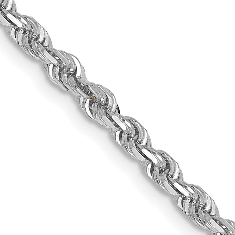 10K Weißgold 3mm Diamantiert Vierfach Kordel Halskette