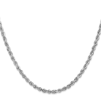 10K Weißgold 3.35mm Diamantiert Vierfach Kordel Halskette