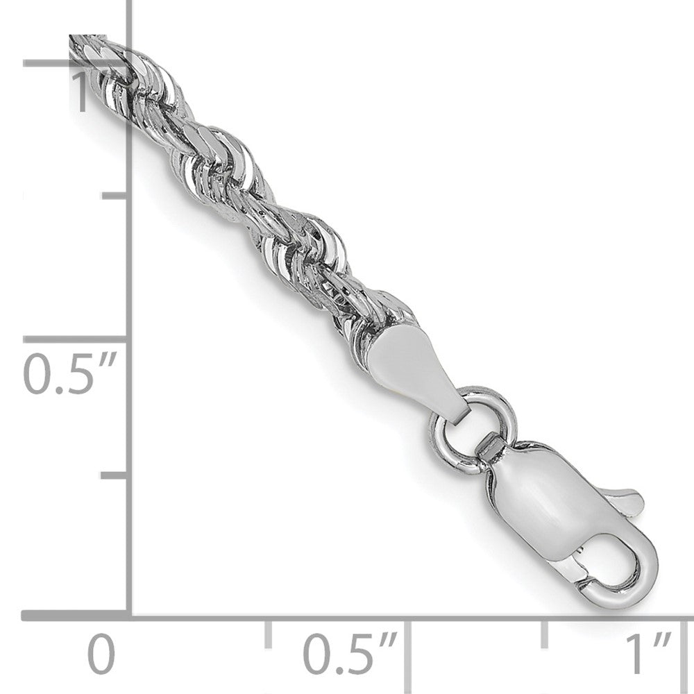 10K Weißgold 3.35mm Diamantiert Vierfach Kordel Gliederarmband
