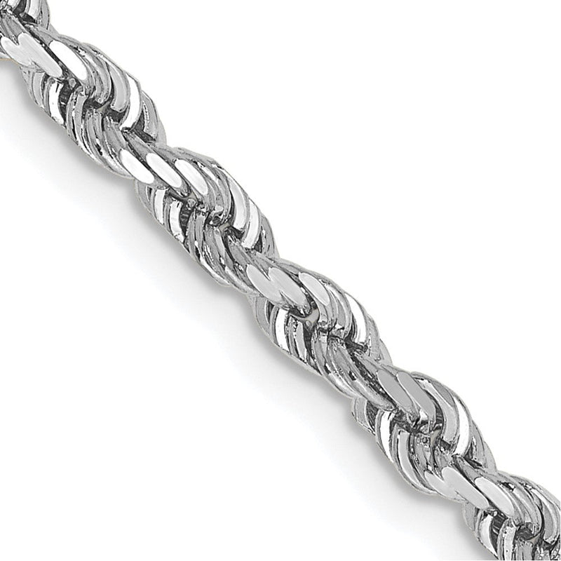 10K Weißgold 3.35mm Diamantiert Vierfach Kordel Halskette