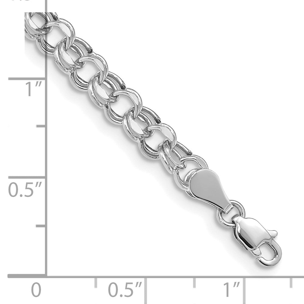 10K Weißgold Leicht 5mm Doppelt Glieder Charm Armband