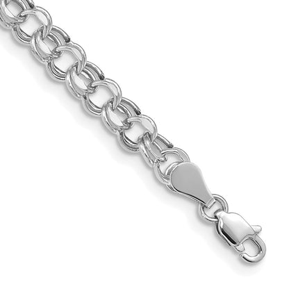 10K Weißgold Leicht 5mm Doppelt Glieder Charm Armband