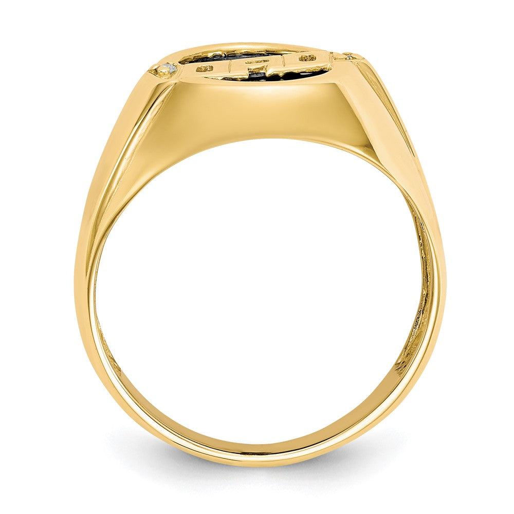 14K Gelbgold Herren Diamant und Schwarz Onyx Dad Ring