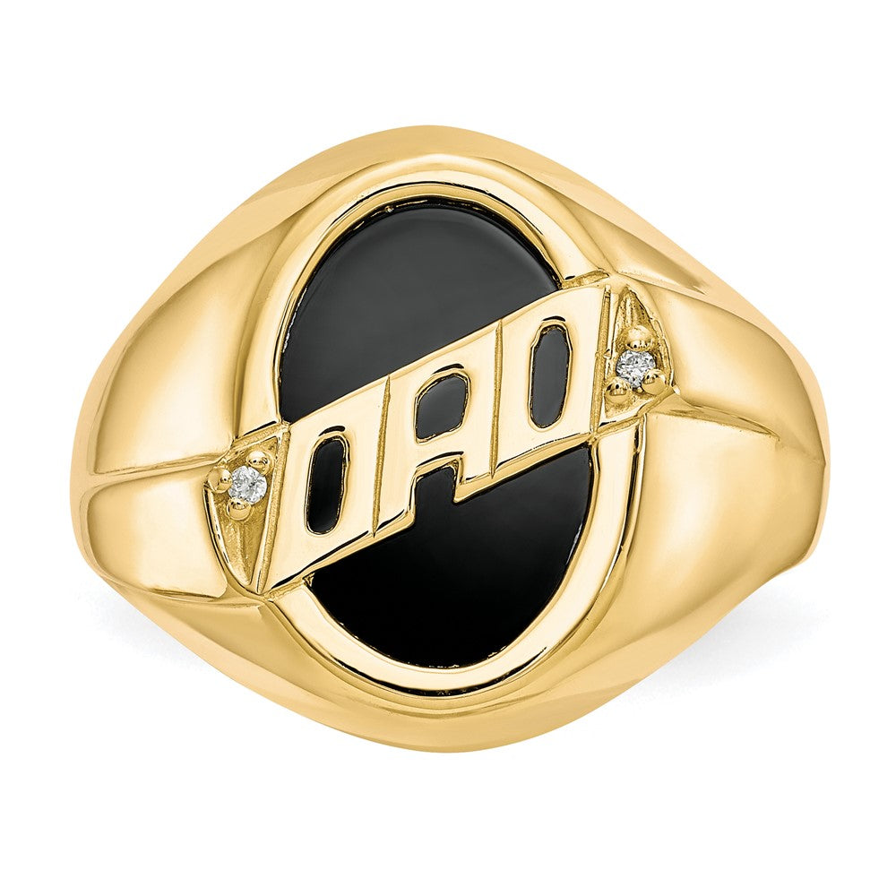 14K Gelbgold Herren Diamant und Schwarz Onyx Dad Ring