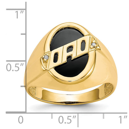 14K Gelbgold Herren Diamant und Schwarz Onyx Dad Ring