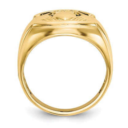 14K Gelbgold Herren Diamant und Schwarz Onyx Claddagh Ring