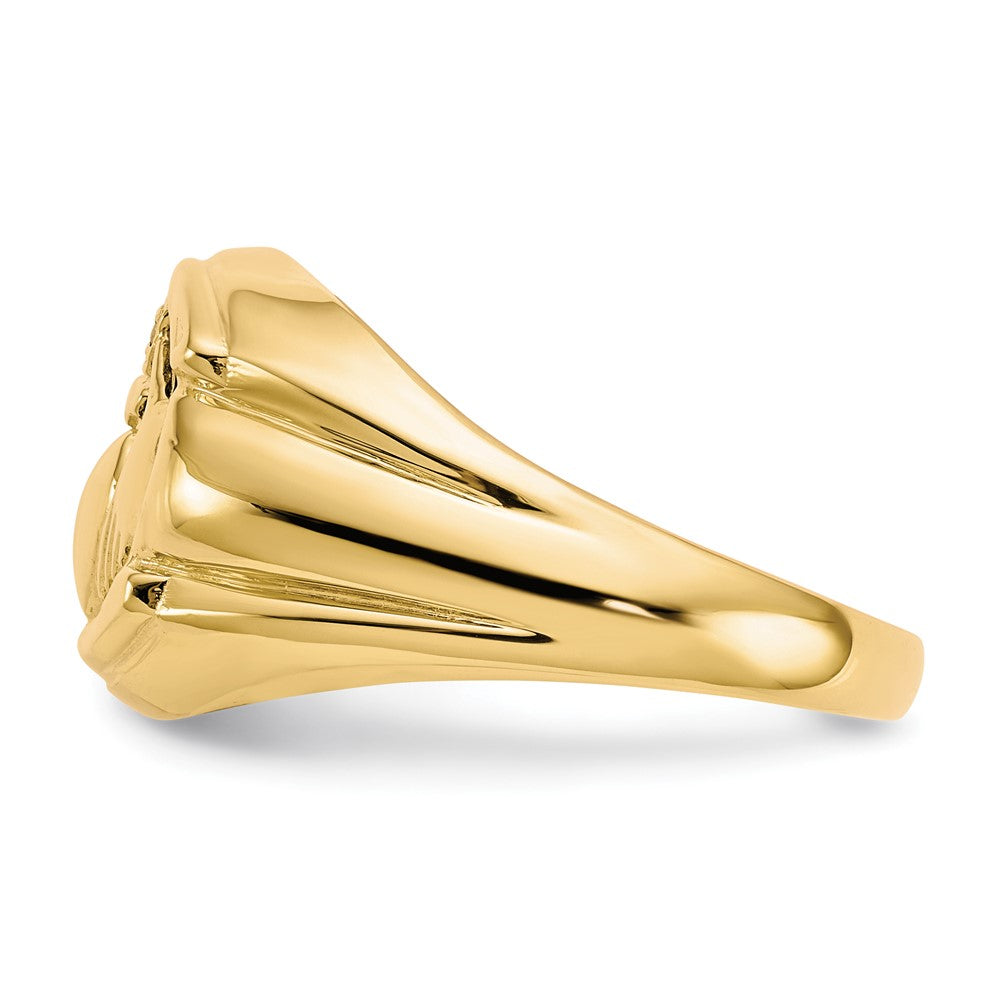 14K Gelbgold Herren Diamant und Schwarz Onyx Claddagh Ring