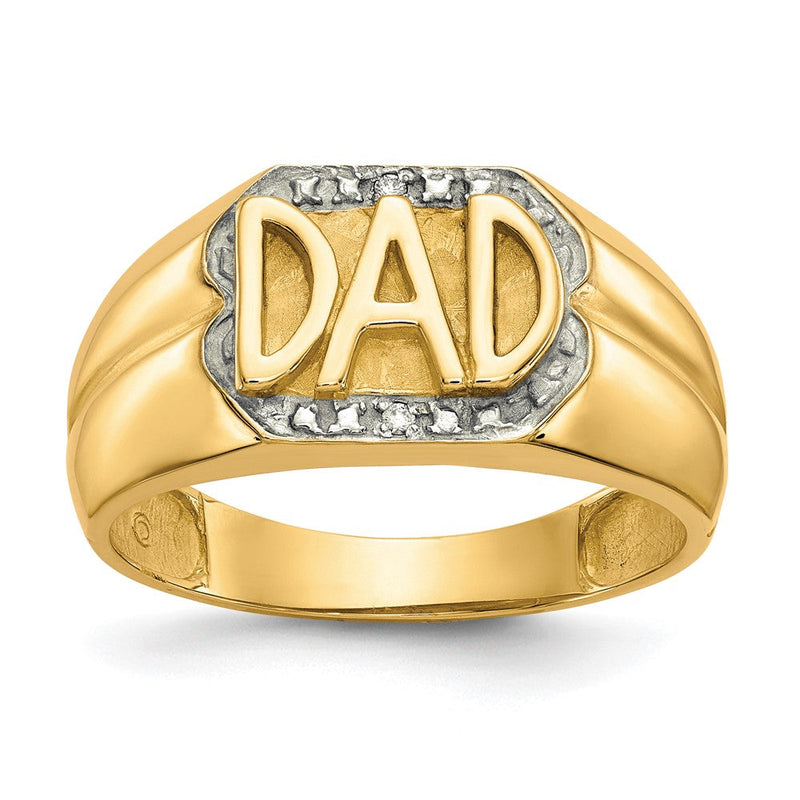 Herren-Ring "DAD" mit natürlichen Diamanten aus massivem 10K Gelbgold – perfektes Geschenk zum Vatertag