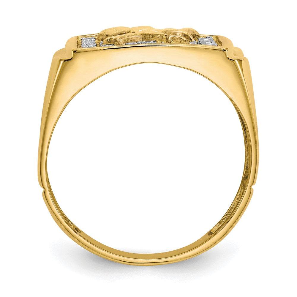 10K Gelbgold & Rhodium 0,10 ct. Echter Diamant Herren Adler-Ring