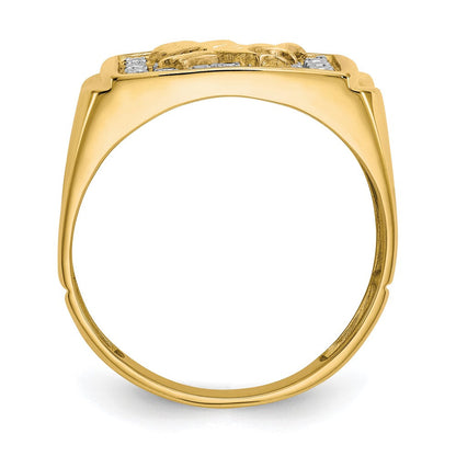 10K Gelbgold & Rhodium 0,10 ct. Echter Diamant Herren Adler-Ring