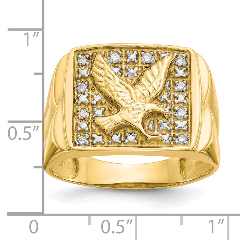 10K Gelbgold & Rhodium 0,10 ct. Echter Diamant Herren Adler-Ring