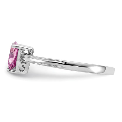 10K Weißgold Ring mit gezüchtetem rosa Saphir