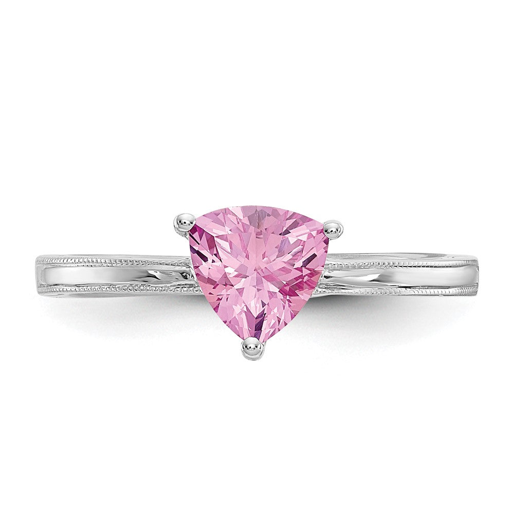 10K Weißgold Ring mit gezüchtetem rosa Saphir
