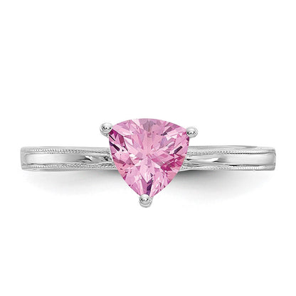 10K Weißgold Ring mit gezüchtetem rosa Saphir