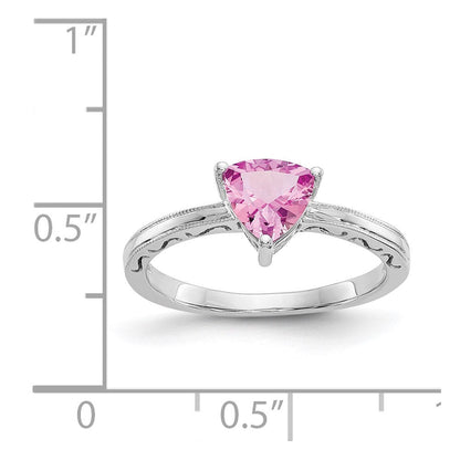 10K Weißgold Ring mit gezüchtetem rosa Saphir