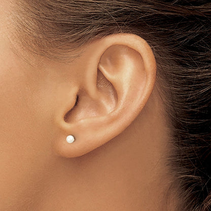 10K Gelbgold 3-4mm Weiß Knopf Süßwasser Zuchtperle Ohrstecker