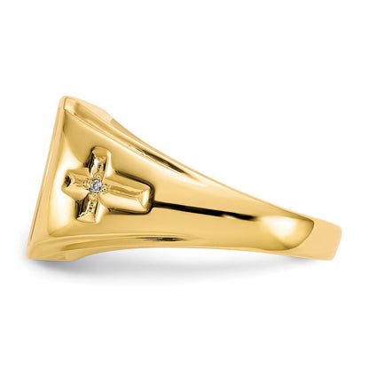 10K Gelbgold Herren-Kreuzring mit Onyx & 0,01 ct. echten Diamanten