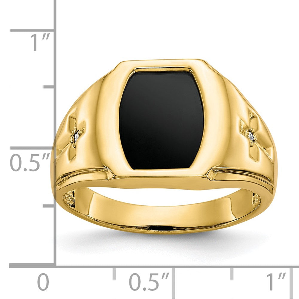 10K Gelbgold Herren-Kreuzring mit Onyx & 0,01 ct. echten Diamanten