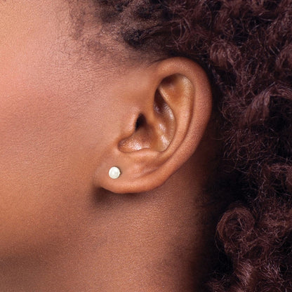 10K Gelbgold 4-5mm Weiß Knopf Süßwasser Zuchtperle Ohrstecker