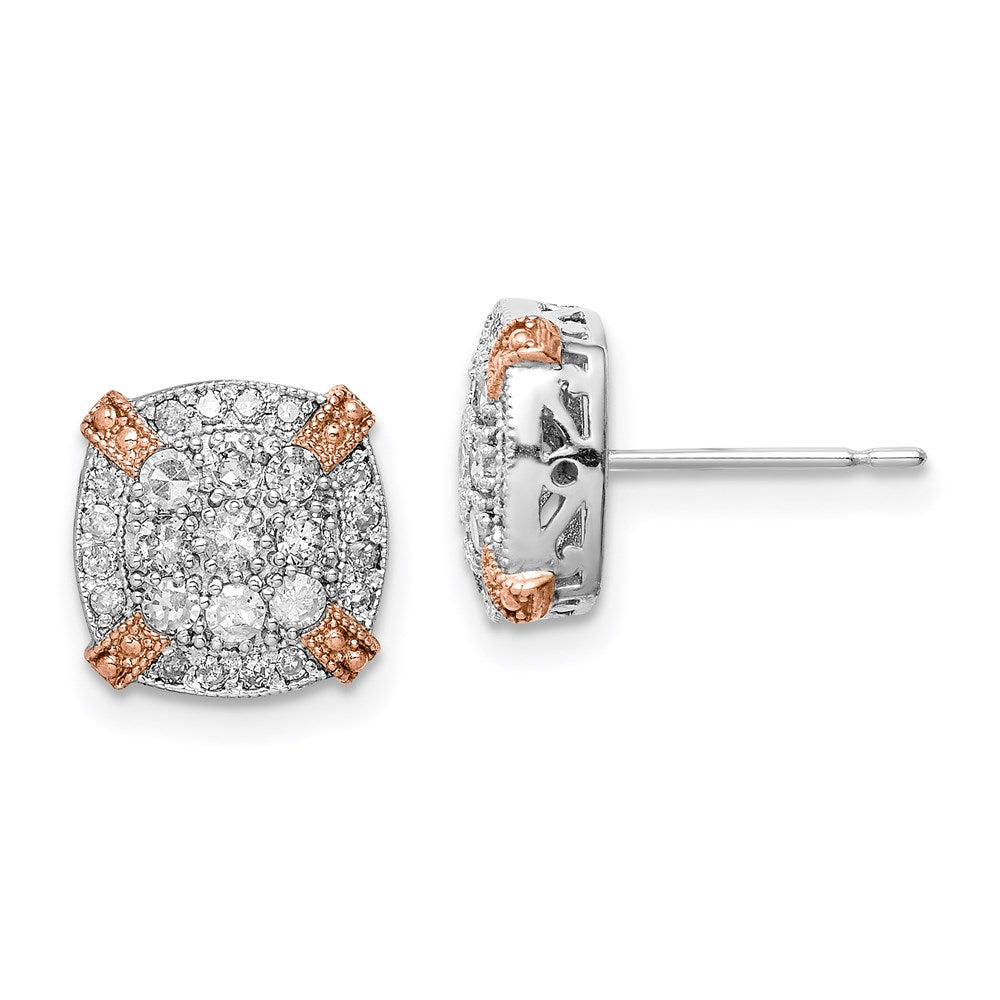 0,5 ct. Natürliche Diamant-Ohrstecker rund aus 10K Gold in Two-Tone, feiner Schmuck
