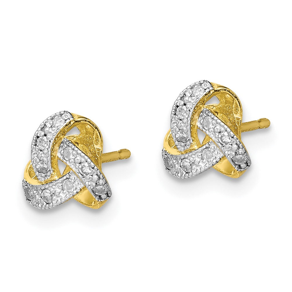 10K Gelbgold Tiara Collection polierte Diamant-Ohrstecker