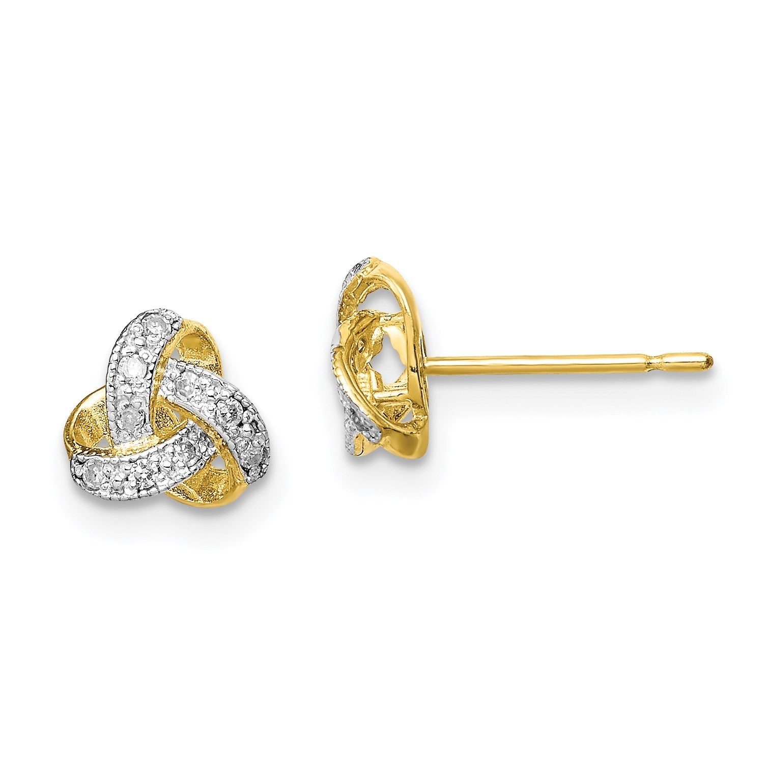 10K Gelbgold Tiara Collection polierte Diamant-Ohrstecker