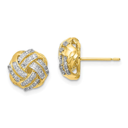 Doppelreihige Liebesknoten-Ohrstecker mit Diamanten aus 10K Gelbgold, feiner Schmuck