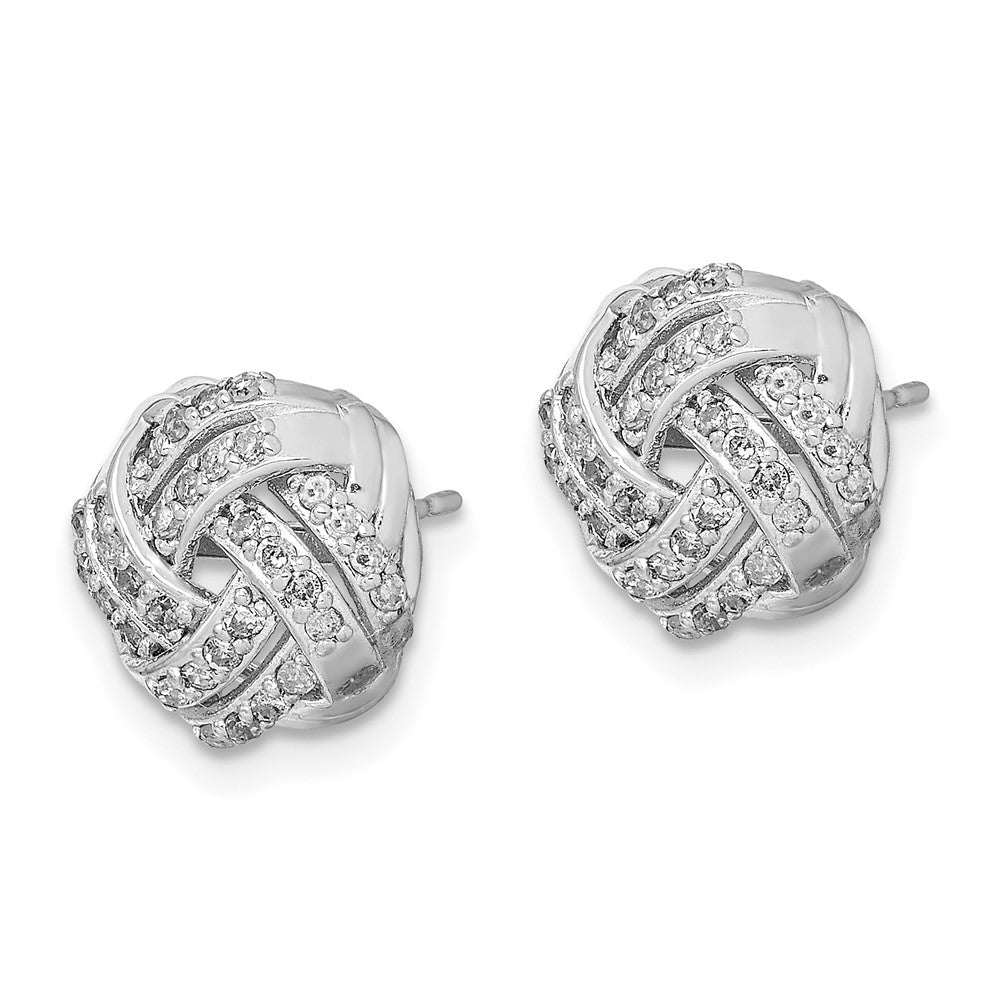 Doppelreihige Diamant-Ohrstecker mit Liebesknoten in 14 Karat Weißgold, Feinschmuck