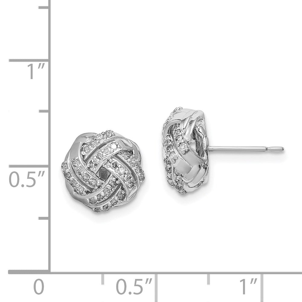 Doppelreihige Diamant-Ohrstecker mit Liebesknoten in 14 Karat Weißgold, Feinschmuck