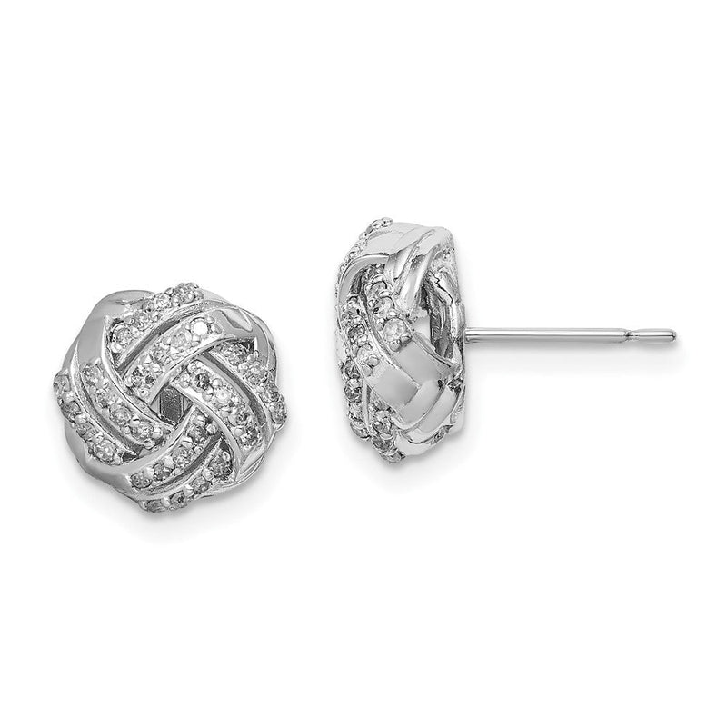 Doppelreihige Diamant-Ohrstecker mit Liebesknoten in 14 Karat Weißgold, Feinschmuck