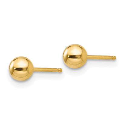 10K Gelbgold Poliert 4mm Kugel Ohrstecker