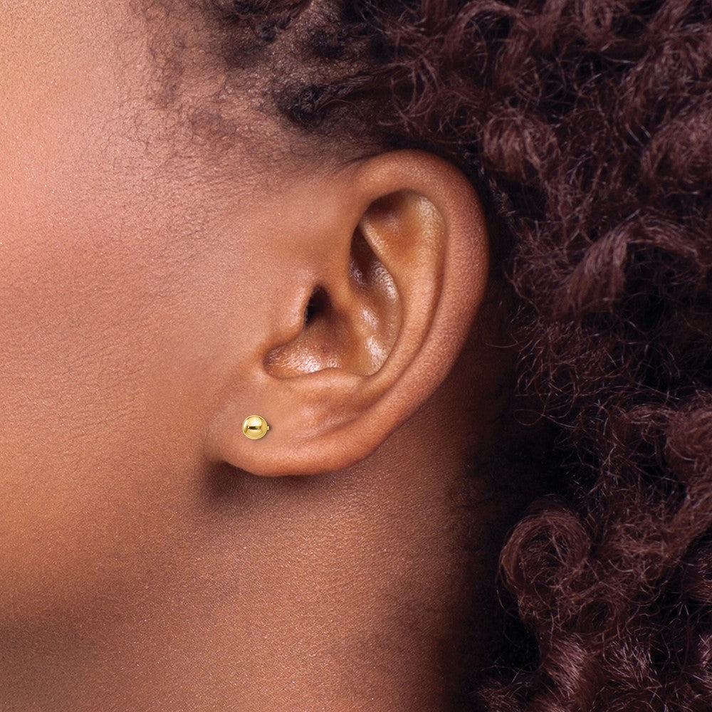 10K Gelbgold Poliert 4mm Kugel Ohrstecker