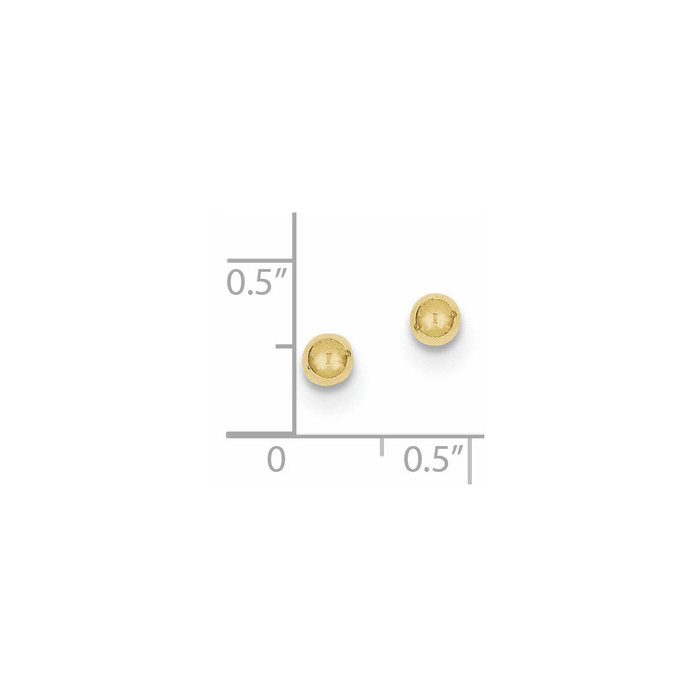 10K Gelbgold Poliert 4mm Kugel Ohrstecker