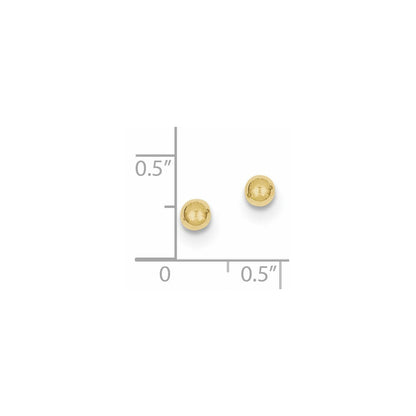 10K Gelbgold Poliert 4mm Kugel Ohrstecker