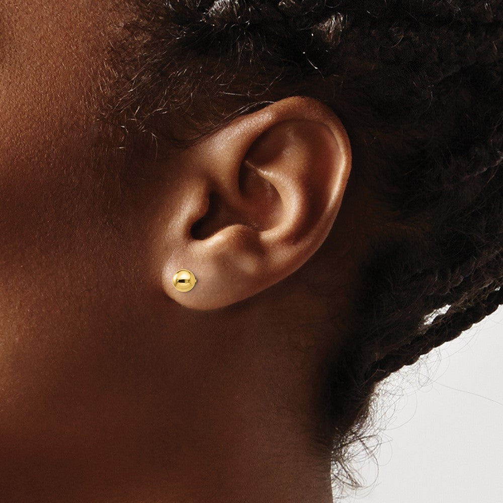 10K Gelbgold Poliert 5mm Kugel Ohrstecker