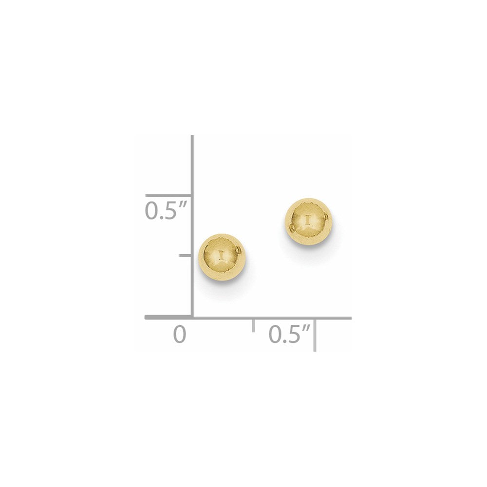 10K Gelbgold Poliert 5mm Kugel Ohrstecker