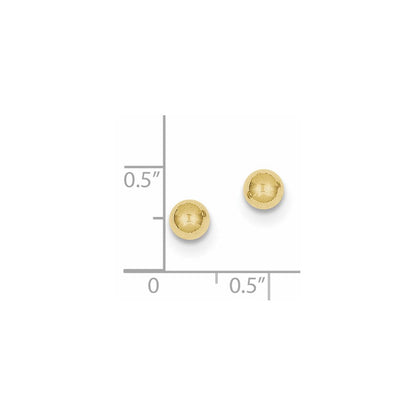 10K Gelbgold Poliert 5mm Kugel Ohrstecker