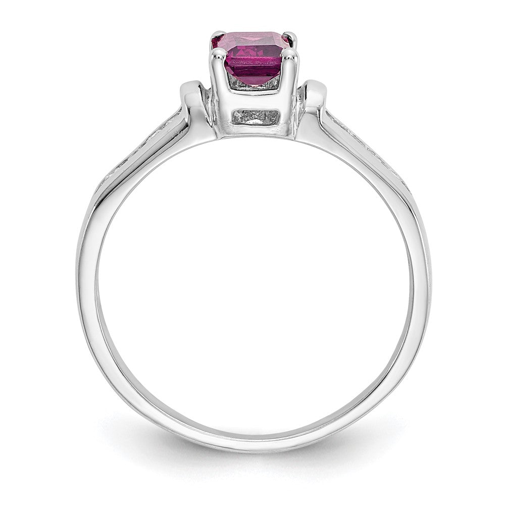 10K Weißgold Ring mit Rhodolith-Granat und 0,08 ct. Diamant