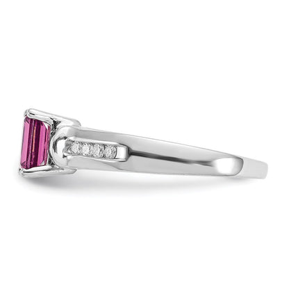 10K Weißgold Ring mit Rhodolith-Granat und 0,08 ct. Diamant