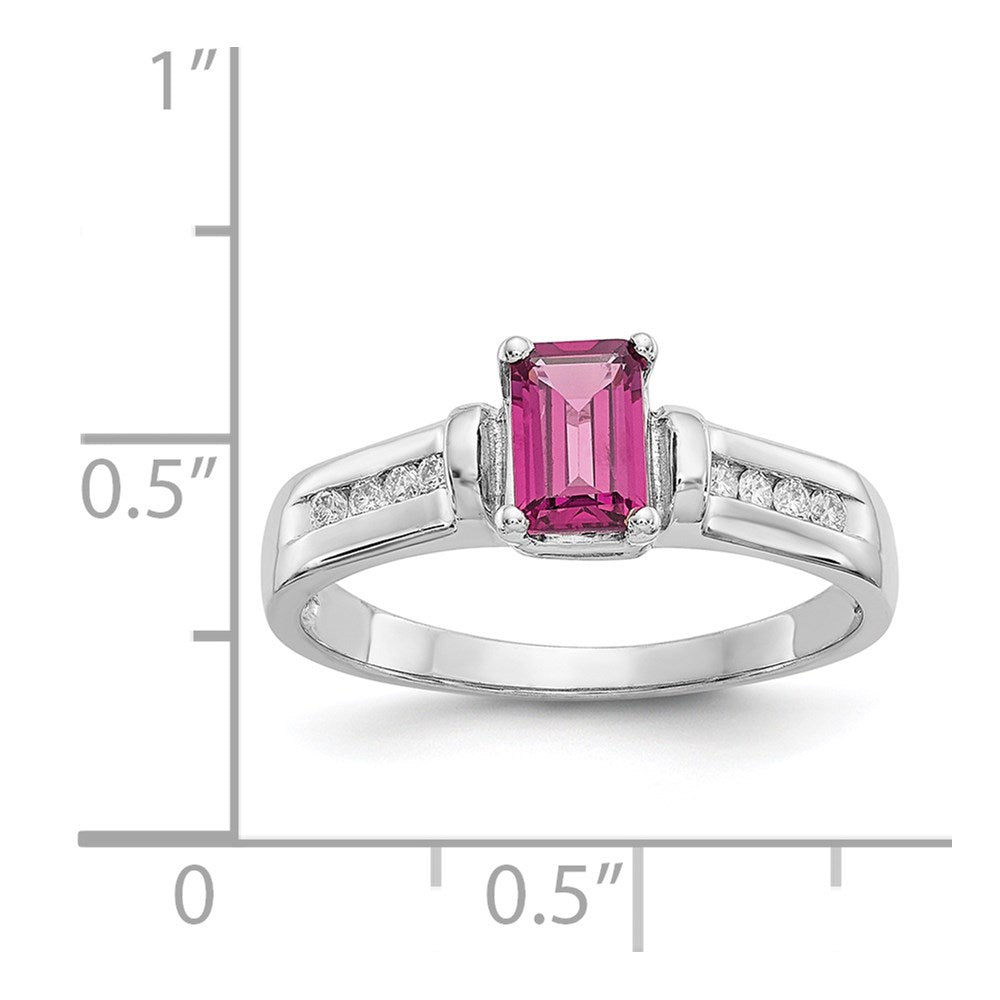 10K Weißgold Ring mit Rhodolith-Granat und 0,08 ct. Diamant