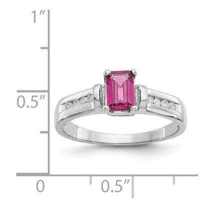 10K Weißgold Ring mit Rhodolith-Granat und 0,08 ct. Diamant