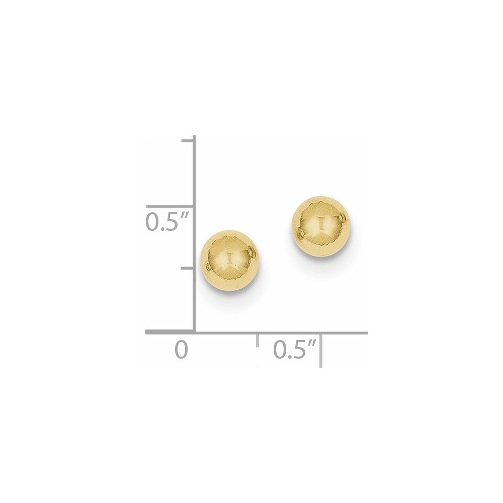 10K Gelbgold Poliert 6mm Kugel Ohrstecker