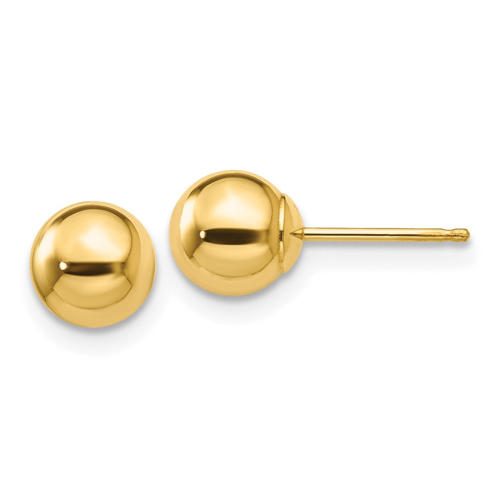 10K Gelbgold Poliert 6mm Kugel Ohrstecker
