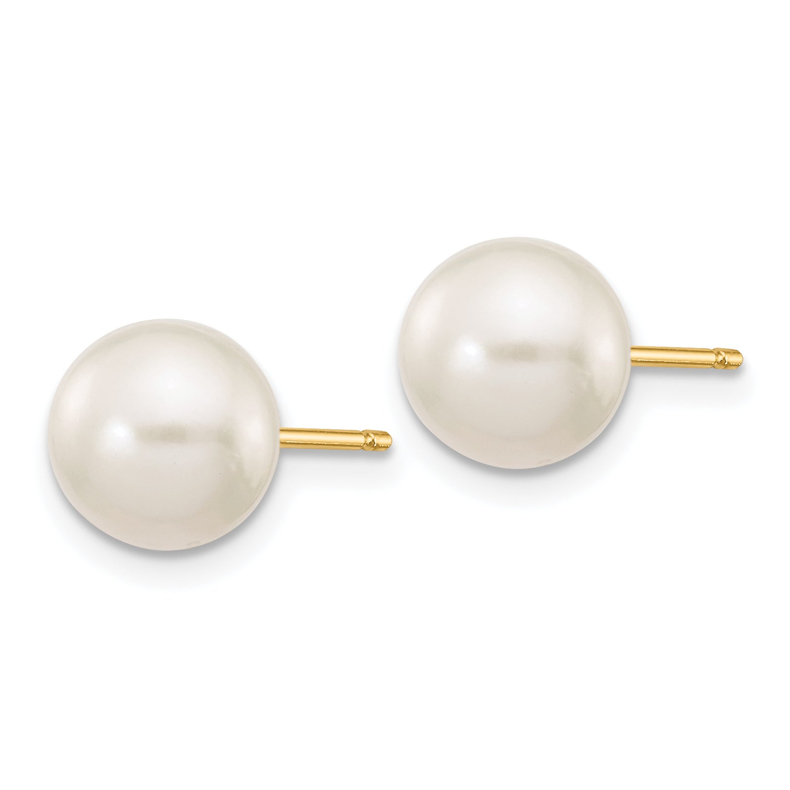 10K Gelbgold 7-8mm Weiß Rund Süßwasser Zuchtperle Ohrstecker