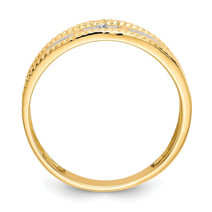10K Gelbgold & Rhodium 0,01 ct. Echter Diamant Trio Herren-Kreuz-Ehering