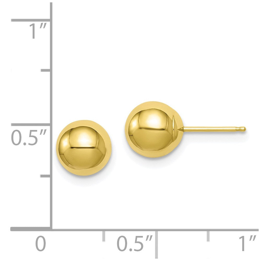 10K Gelbgold Poliert 7mm Kugel Ohrstecker