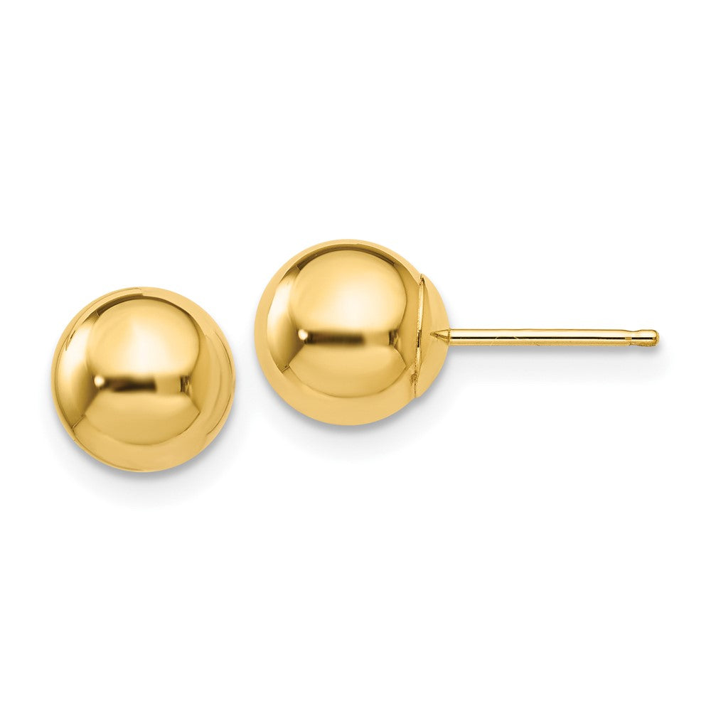 10K Gelbgold Poliert 7mm Kugel Ohrstecker